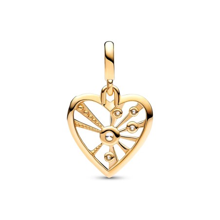 Médaillon femme pandora me cœur &amp; rayons doré 14 carats – charms