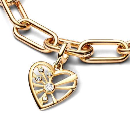 Médaillon femme pandora me cœur &amp; rayons doré 14 carats – charms