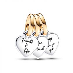 Charm femme pandora pendant triple sÉparable amitiÉ bimatiÈre doré 14 carats argent 925/1000 - charms - edora - 2