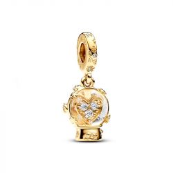 Charm femme pandora pendant boule de neige cŒur et flocon doré 14 carats - charms - edora - 0