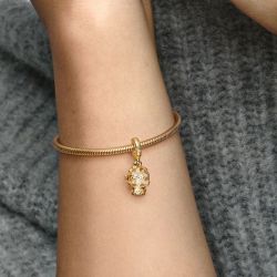 Charm femme pandora pendant boule de neige cŒur et flocon doré 14 carats - charms - edora - 1