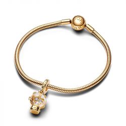 Charm femme pandora pendant boule de neige cŒur et flocon doré 14 carats - charms - edora - 3