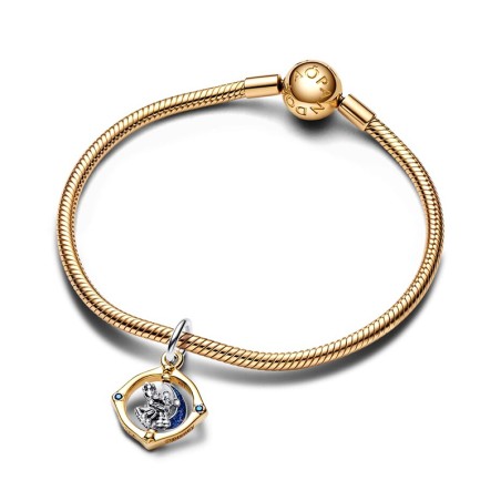 Charm femme disney x pandora mickey et minnie lune pivotante bimatière doré 14 carats argent 925/1000 – charms