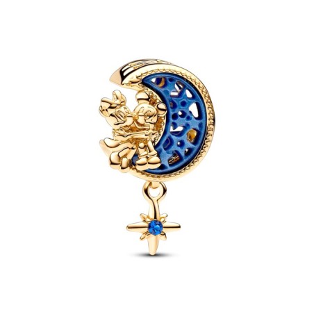 Charm femme disney x pandora croissant de lune disney mickey &amp; minnie doré 14 carats – charms