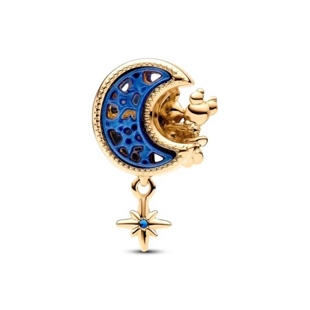 Charm femme disney x pandora croissant de lune disney mickey &amp; minnie doré 14 carats – charms