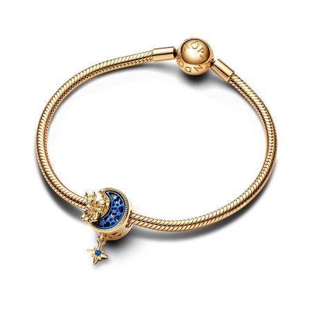 Charm femme disney x pandora croissant de lune disney mickey &amp; minnie doré 14 carats – charms