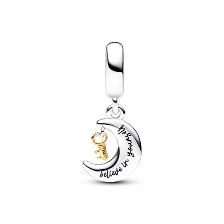 Charm femme pandora pendant clé et lune bimatière argent 925/1000 – charms