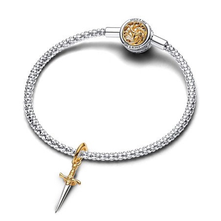 Charm femme game of thrones x pandora aiguille doré 14 carats argent 925/1000 – charms