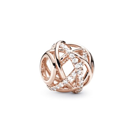 Charm femme pandora scintillant &amp; lignes polies doré rose 14 carats – charms