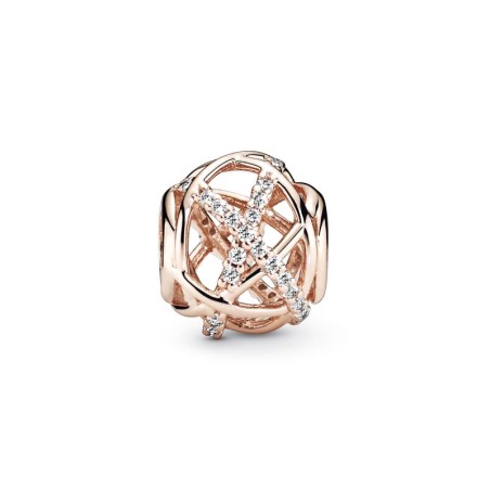 Charm femme pandora scintillant &amp; lignes polies doré rose 14 carats – charms