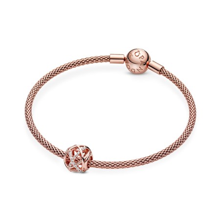 Charm femme pandora scintillant &amp; lignes polies doré rose 14 carats – charms