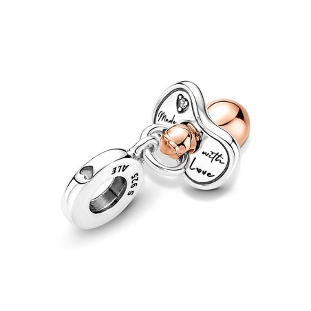 Charm femme pandora pendant tétine de bébé doré rose 14 carats argent 925/1000 – charms