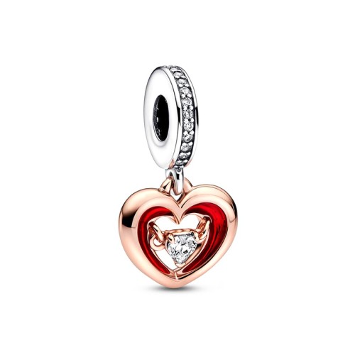 Charm Femme PANDORA PENDANT CŒUR RAYONNANT Doré Rose 14 Carats Argent 925/1000