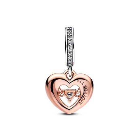 Charm femme pandora pendant cœur rayonnant doré rose 14 carats argent 925/1000 – charms