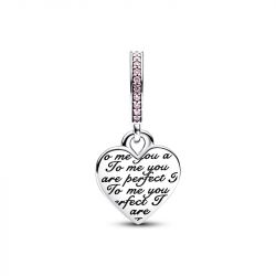 Charm femme pandora pendant double cŒur infini doré rose 14 carats argent 925/1000 - charms - edora - 2