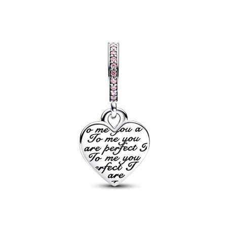 Charm femme pandora pendant double cœur infini doré rose 14 carats argent 925/1000 – charms