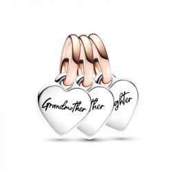 Charm femme pandora pendant triple famille gÉnÉration de cŒurs sÉparable doré rose 14 carats argent 925/1000 - charms - edora - 2