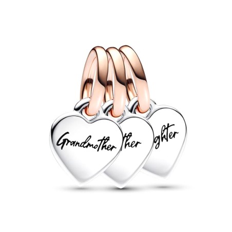 Charm femme pandora pendant triple famille génération de cœurs séparable doré rose 14 carats argent 925/1000 – charms