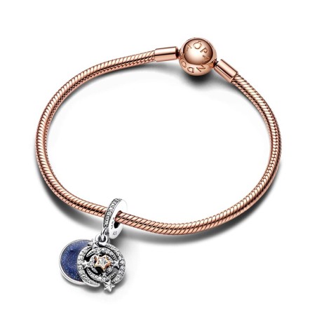 Charm femme pandora pendant double étoiles filantes bimatière argent 925/1000 – charms