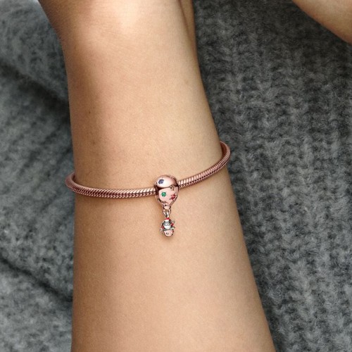 Charm Femme PANDORA PÈRE NOËL EN MONTGOLFIÈRE Doré Rose 14 Carats et Argent 925/1000