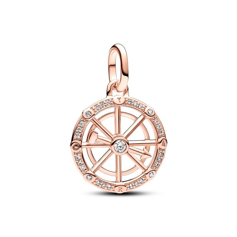 Médaillon femme pandora me roue de la fortune doré rose 14 carats - charms - edora