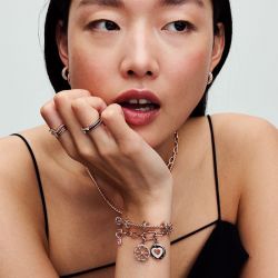 Médaillon femme pandora me roue de la fortune doré rose 14 carats - charms - edora - 1