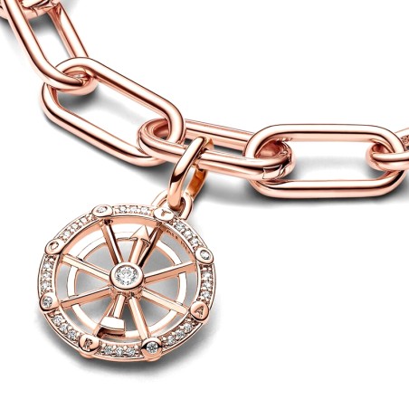 Médaillon femme pandora me roue de la fortune doré rose 14 carats – charms