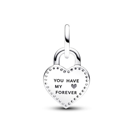 Charm femme pandora pendant double cadenas cœur barre pivotante bimatière doré rose 14 carats argent 925/1000 – charms