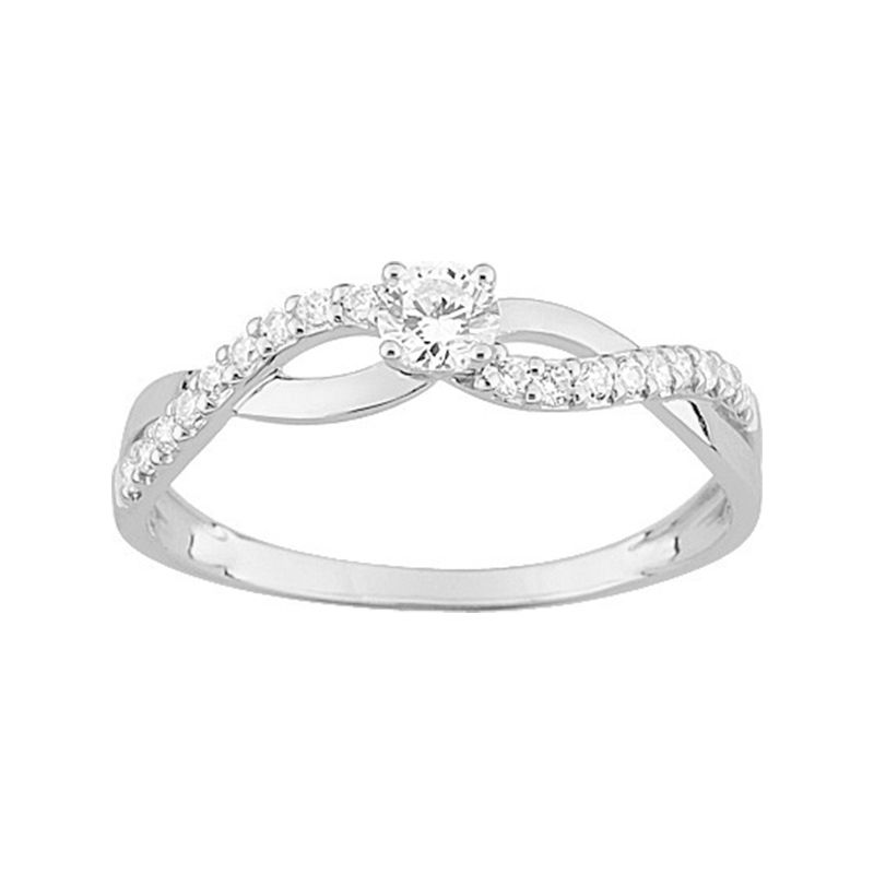 Bague femme solitaire edora or 375/1000  blanc et oxydes edo09sa360gz - solitaires - edora