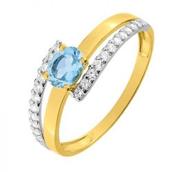 Bague femme edora or 375/1000 bicolore topaze - plus-de-bagues-femmes - edora - 1
