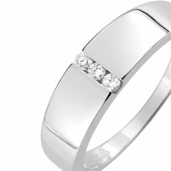Bague trilogie femme edora or 375/1000 blanc diamant - plus-de-bagues-femmes - edora - 1