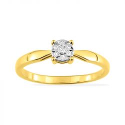 Bague solitaire femme edora or 375/1000 jaune diamant - solitaires - edora - 0