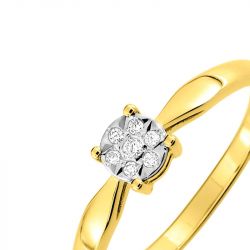 Bague solitaire femme edora or 375/1000 jaune diamant - solitaires - edora - 1