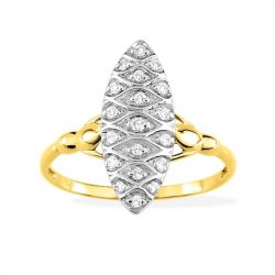 Bague femme marquise edora or 375/1000 bicolore diamant - plus-de-bagues-femmes - edora - 0
