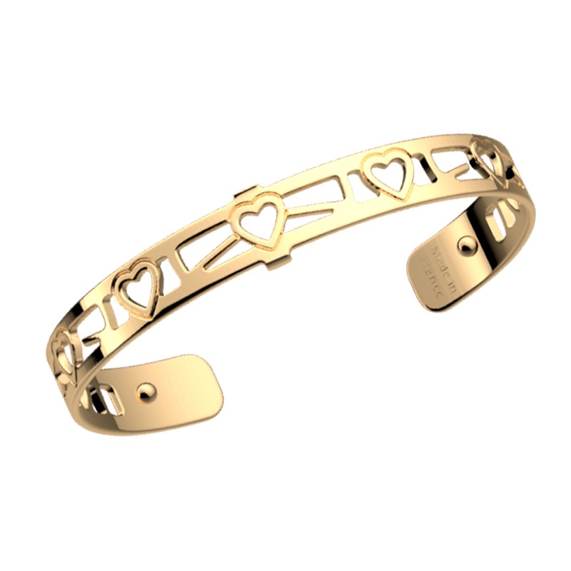 Bracelet Manchette Les Georgettes By Altesse - Cœur En Cuir Rose Clair, Laiton Doré - Ajustable, Occasion