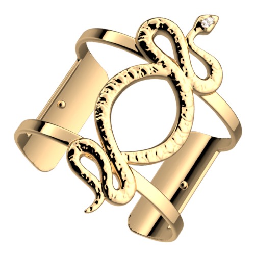 Manchette Femme 40mm M LES GEORGETTES SERPENT Laiton Doré