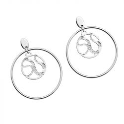 Boucles d'oreilles créoles femme 16mm les georgettes reptile laiton argenté - creoles - edora - 1