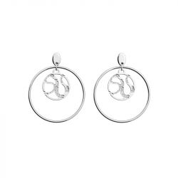 Boucles d'oreilles créoles femme 16mm les georgettes reptile laiton argenté - creoles - edora - 0