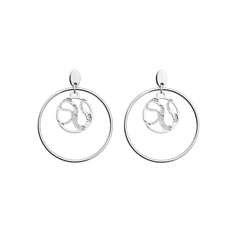 Boucles d'oreilles créoles femme 16mm les georgettes reptile laiton argenté - creoles - edora