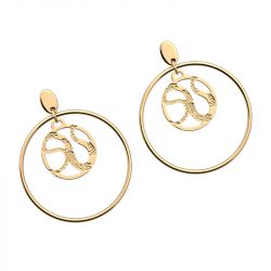 Boucles d'oreilles créoles femme 16mm les georgettes reptile laiton doré - creoles - edora - 1