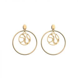 Boucles d'oreilles créoles femme 16mm les georgettes reptile laiton doré - creoles - edora - 0