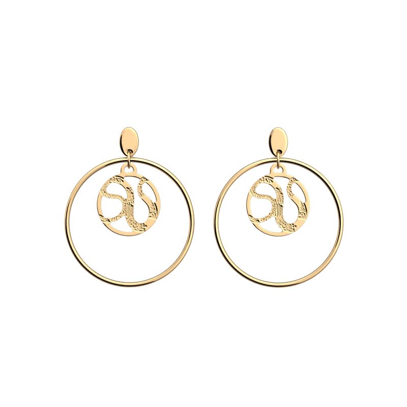 Boucles d'oreilles créoles femme 16mm les georgettes reptile laiton doré - creoles - edora