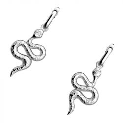 Boucles d'oreilles femme 16mm les georgettes serpent laiton argenté - plus-de-boucles-d-oreilles-fem - edora - 1
