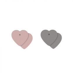 Cuir cœur boucles d'oreilles 23mm les georgettes rose clair gris clair - accessoires-boucles-d-oreilles - edora - 0
