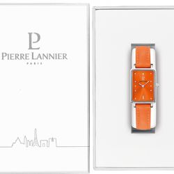 Montre femme pierre lannier ariane cuir orange - analogiques - edora - 2