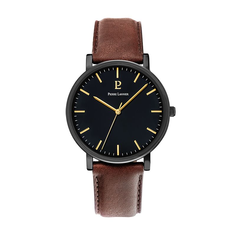 Montre homme pierre lannier essential cuir brun - analogiques - edora