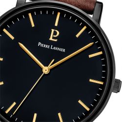 Montre homme pierre lannier essential cuir brun - analogiques - edora - 1