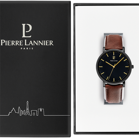 Montre homme pierre lannier essential cuir brun – montres françaises