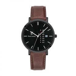 Montre homme pierre lannier data cuir brun - analogiques - edora - 0