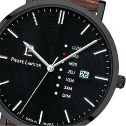 Montre homme pierre lannier data cuir brun - analogiques - edora - 1